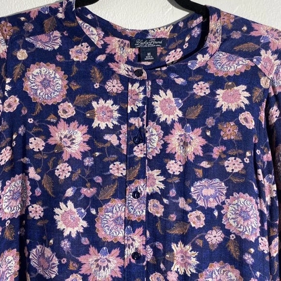 LUCKY BRAND Shirt Women’s Size M Lucky Brand Floral Too Boho Chic - Picture 1 of 10
